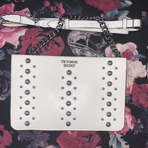 Victoria's Secret White Studded Chain Shoulder Bag